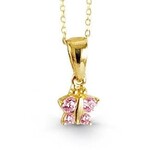 10K Yellow Gold CZ Butterfly Pendant w/Cable Chain 14" - 4059B