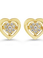 10K YG 0.05CT DIAMOND PAVE HEART EARRING POSTS