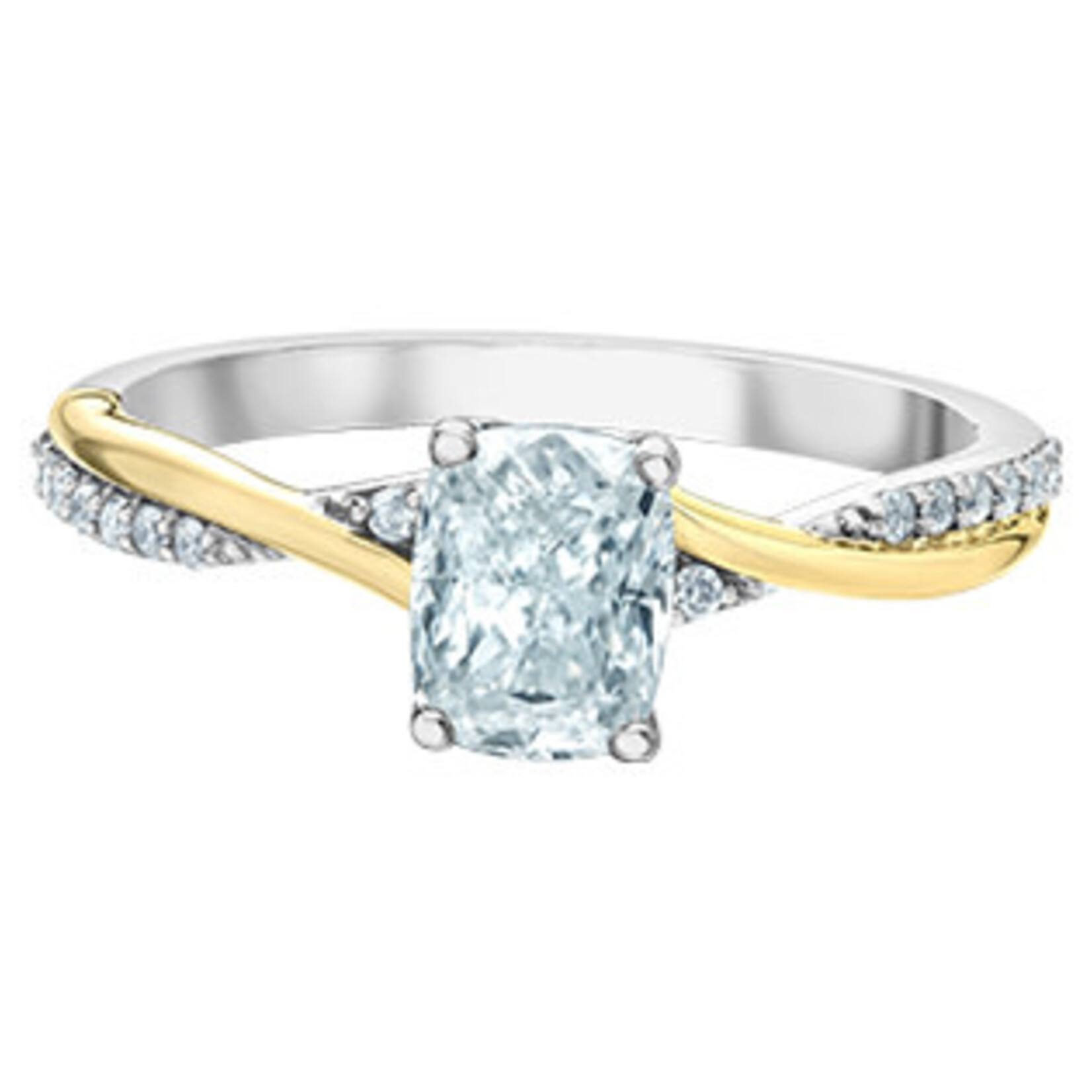 14K WG/YG 1 RD#LGD010399 Cushion 1.12CT Diamond Ring