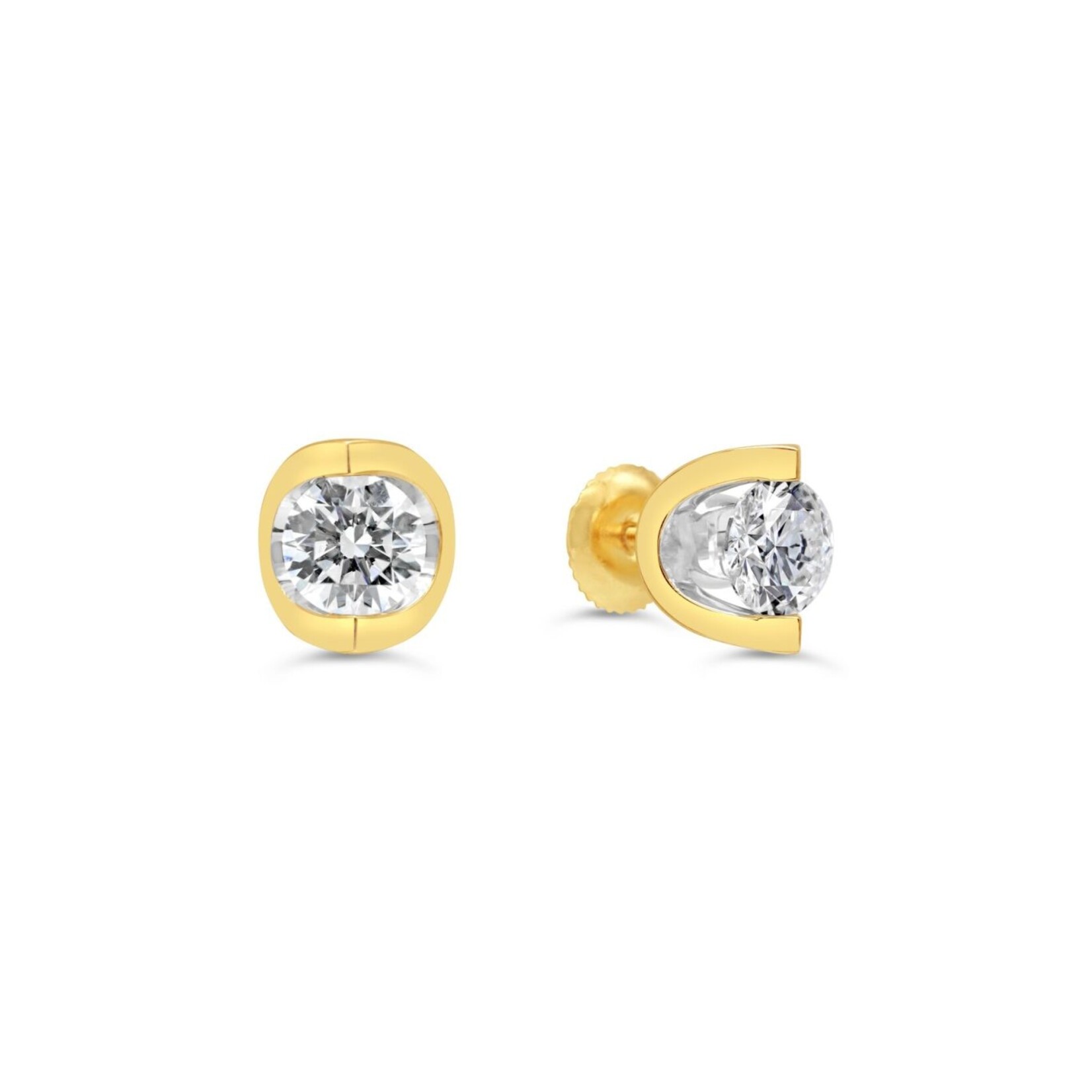 14K LGD 1.00TDW Half Moon Screwback Studs - GL1005