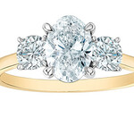 14K YG/WG Oval Diamond Ring 1.10CT 2LGD .50CT