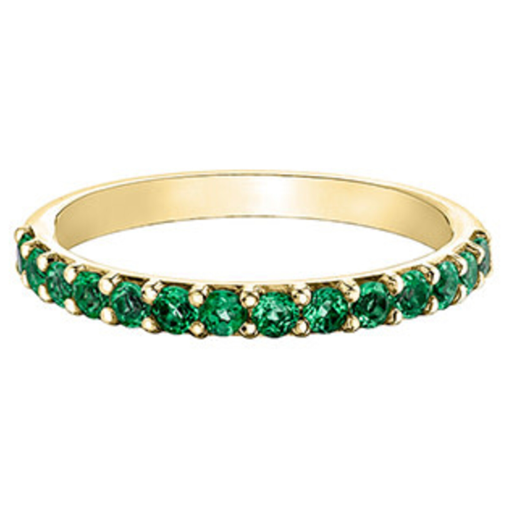 10K YG 14 Created Emerald 2MM Stackable Band
