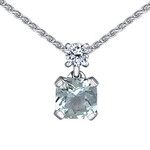 Maple Leaf Diamonds 14K WG 1 Aquamarine 5x5mm Diamond Pendant