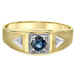 10K YG 1 Sapphire 4mm 2 Diamond FC .016CT Ring