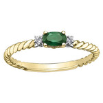 10K YG 1 Emerald 5x3MM 2 Diamond FC .02CT Ring