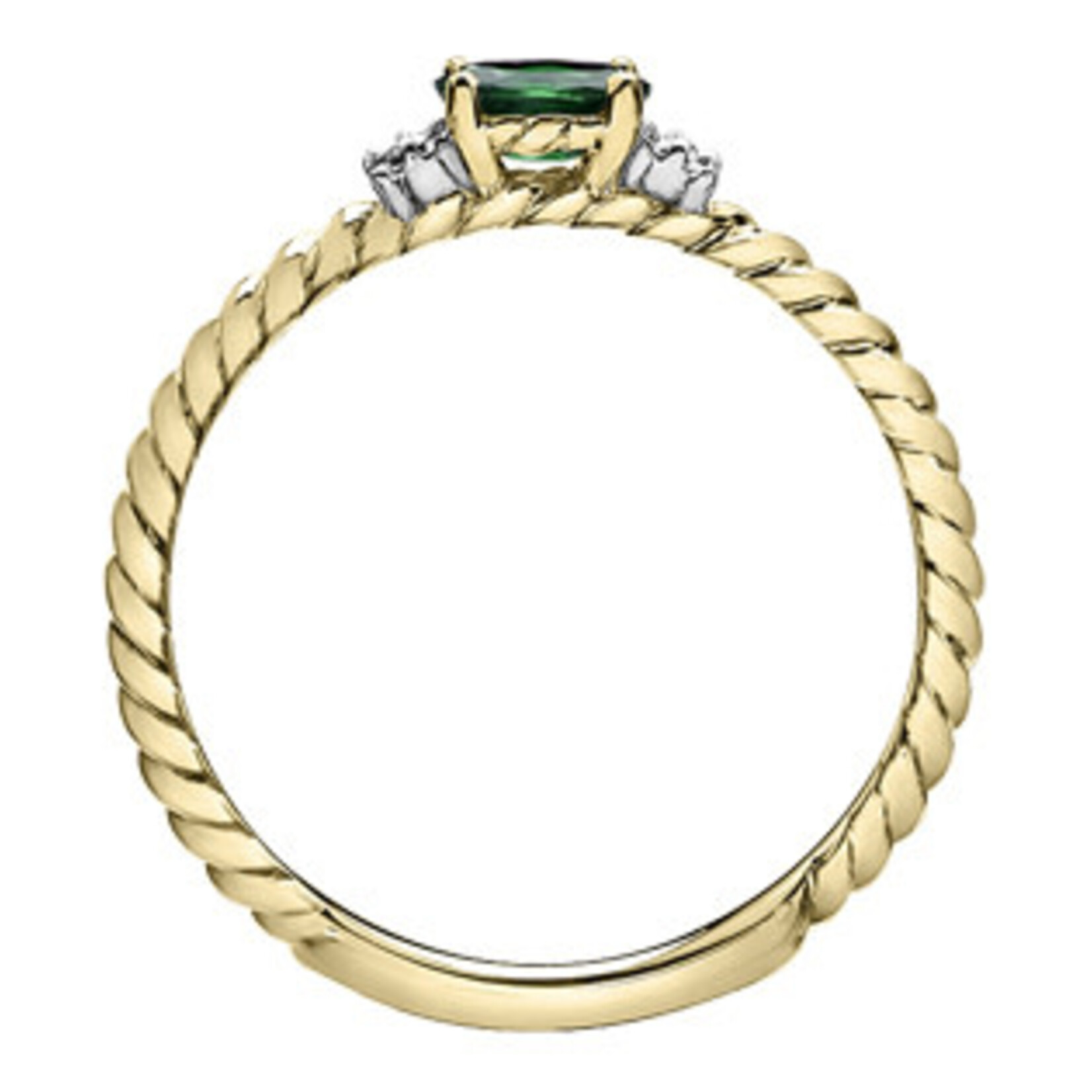 10K YG 1 Emerald 5x3MM 2 Diamond FC .02CT Ring