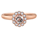 10K RG 1x6mm Morganite 14Diamond FC .20ct Ring