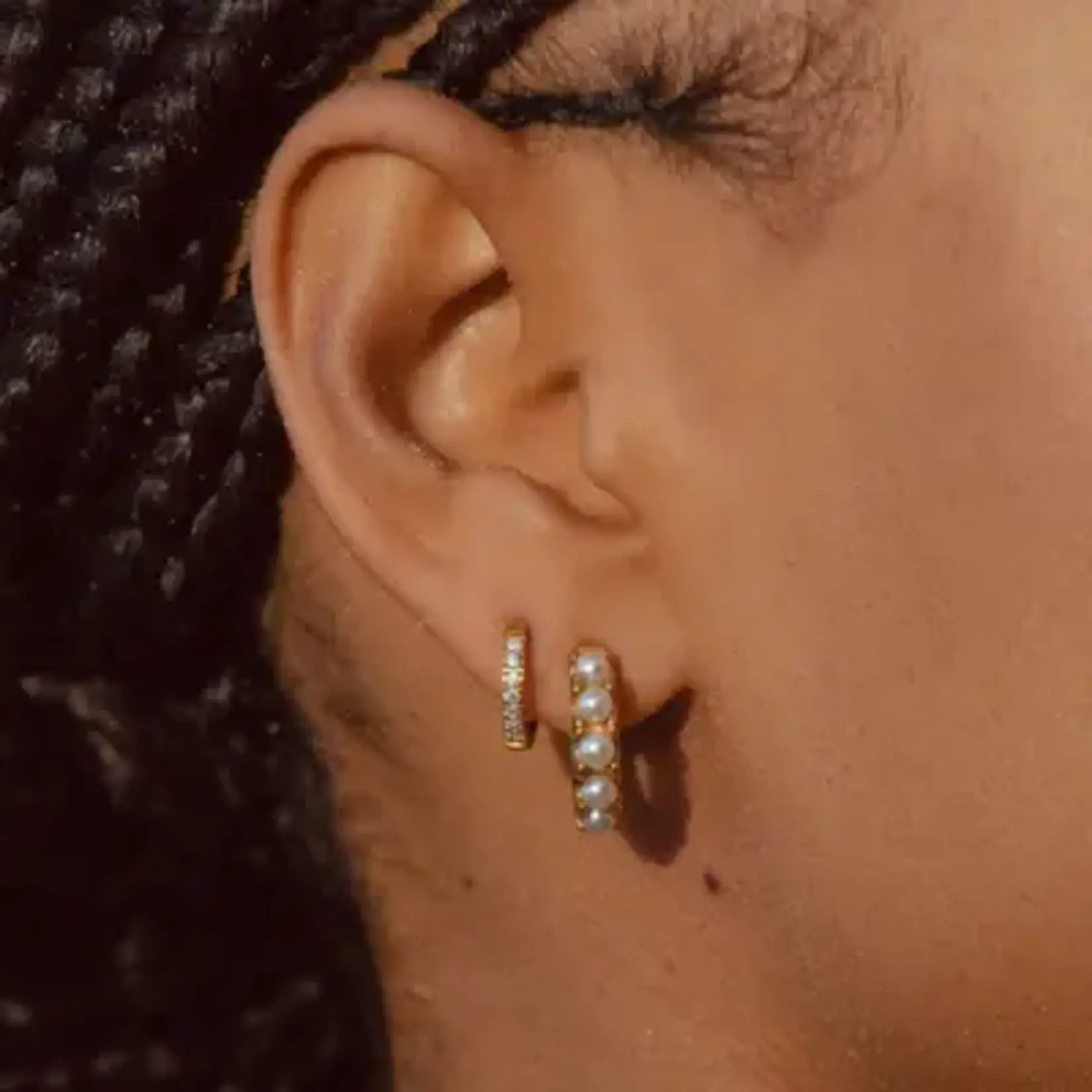 ATOLEA Mini Pearl Huggies Earrings