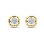 10K YG 0.05CT DIAMOND PAVE CIRCLE EARRING POSTS