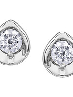 Maple Leaf Diamonds 10K WG 1 Diamond FC .073CT Earrings