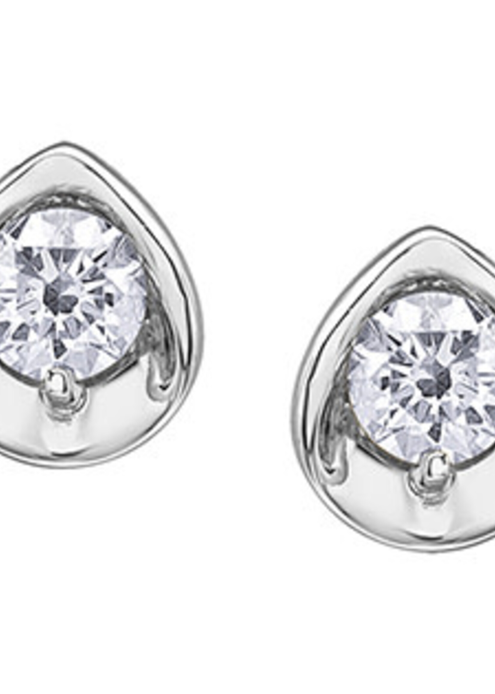 Maple Leaf Diamonds 10K WG 1 Diamond FC .05CT Earrings