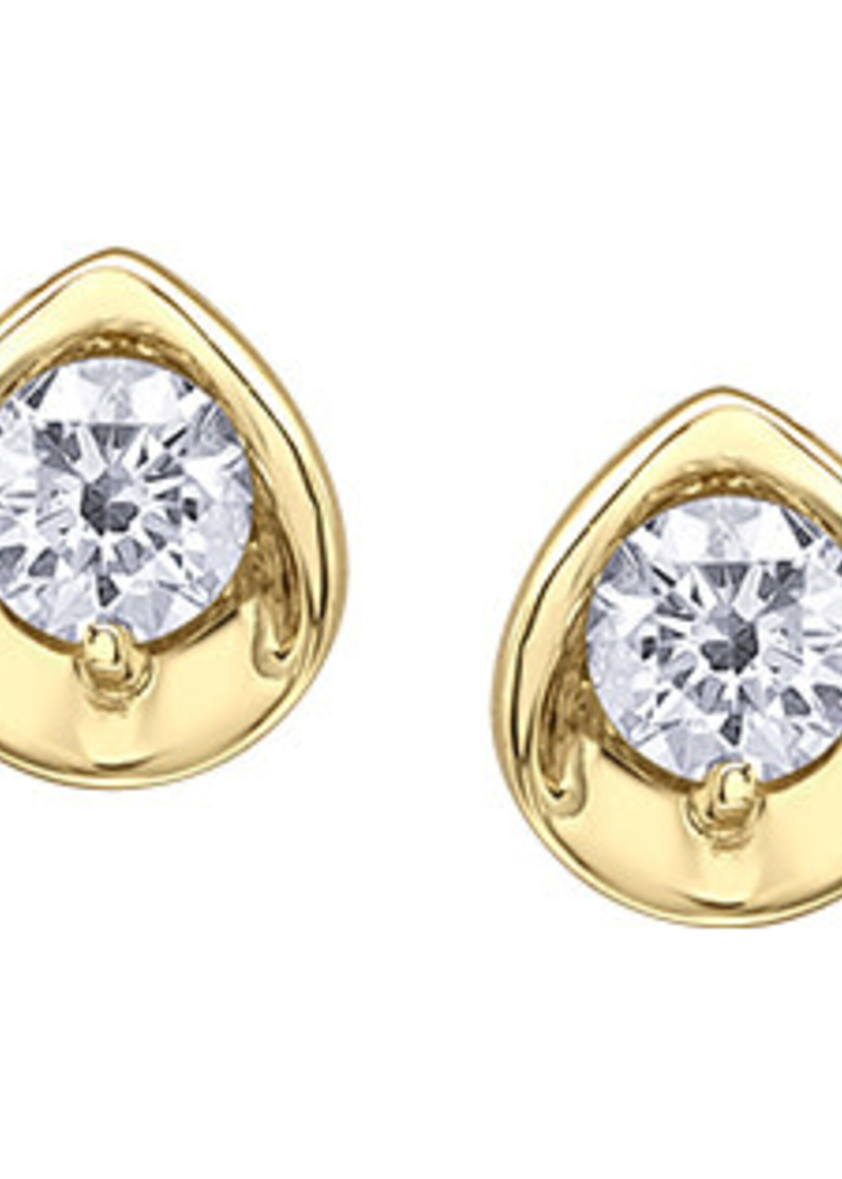 Maple Leaf Diamonds 10K YG 1 Diamond FC .152CT Earrings