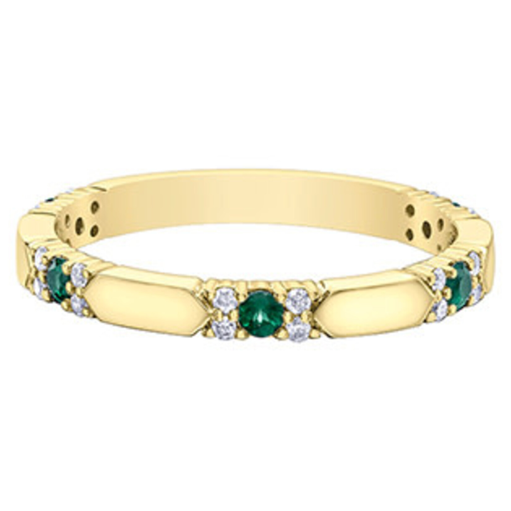 10K YG 5 Emerald 2MM Ring