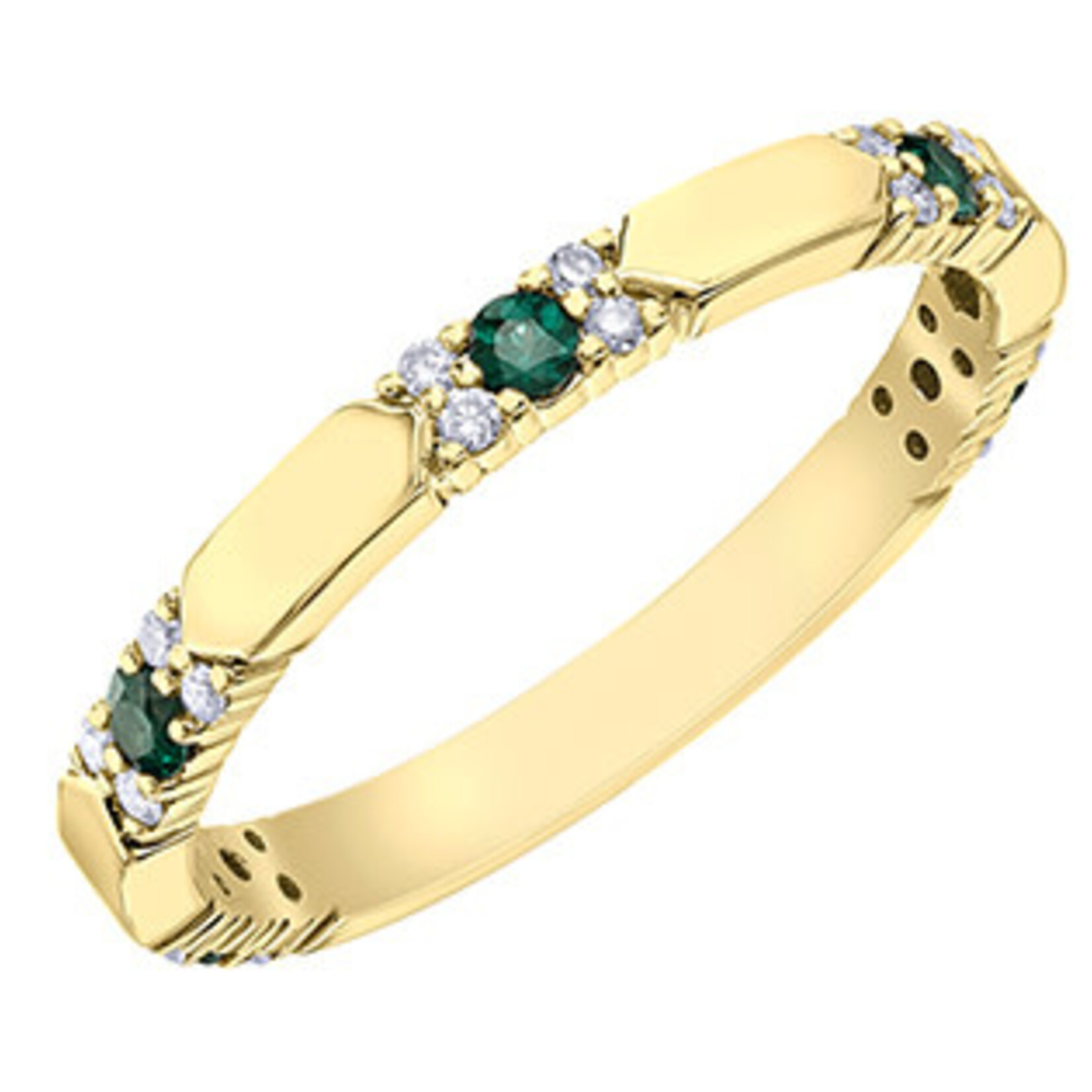 10K YG 5 Emerald 2MM Ring