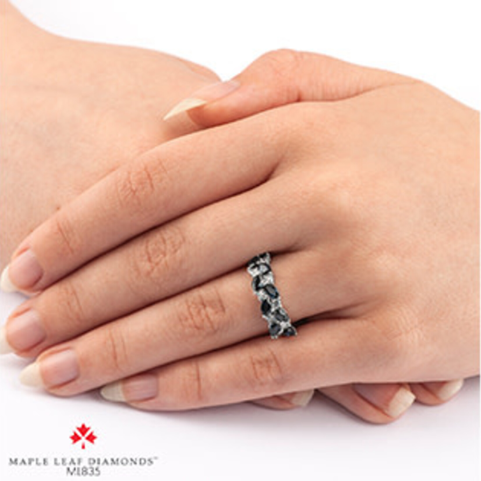 Maple Leaf Diamonds 14K WG 9 Sapphire 4.5x2.5MM Ring
