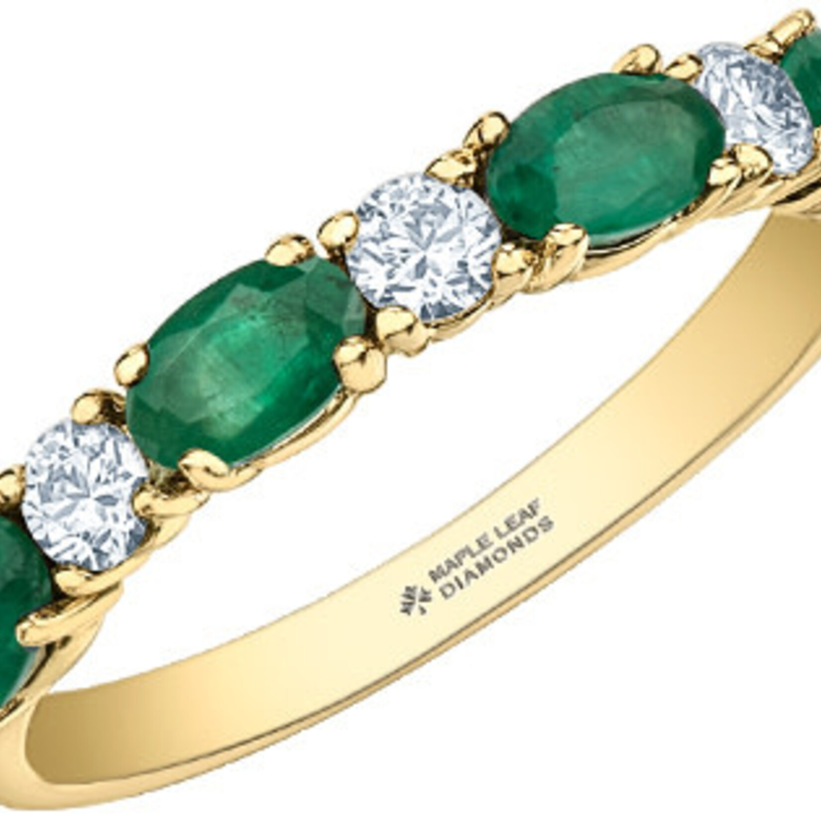 Maple Leaf Diamonds 14K YG 4 Emerald 5x3MM Ring