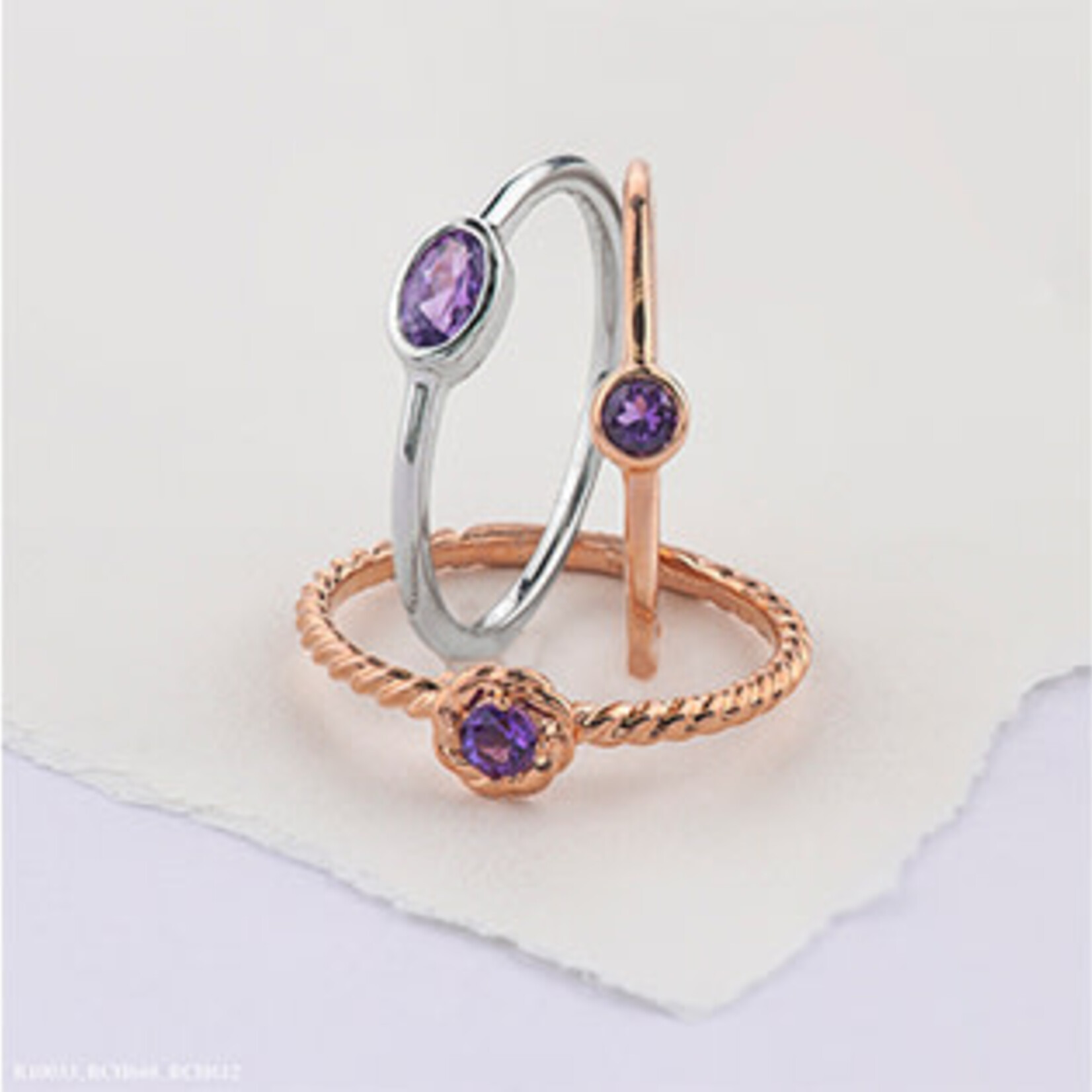***10K RG 1 Amethyst 3mm Stackable Round Ring