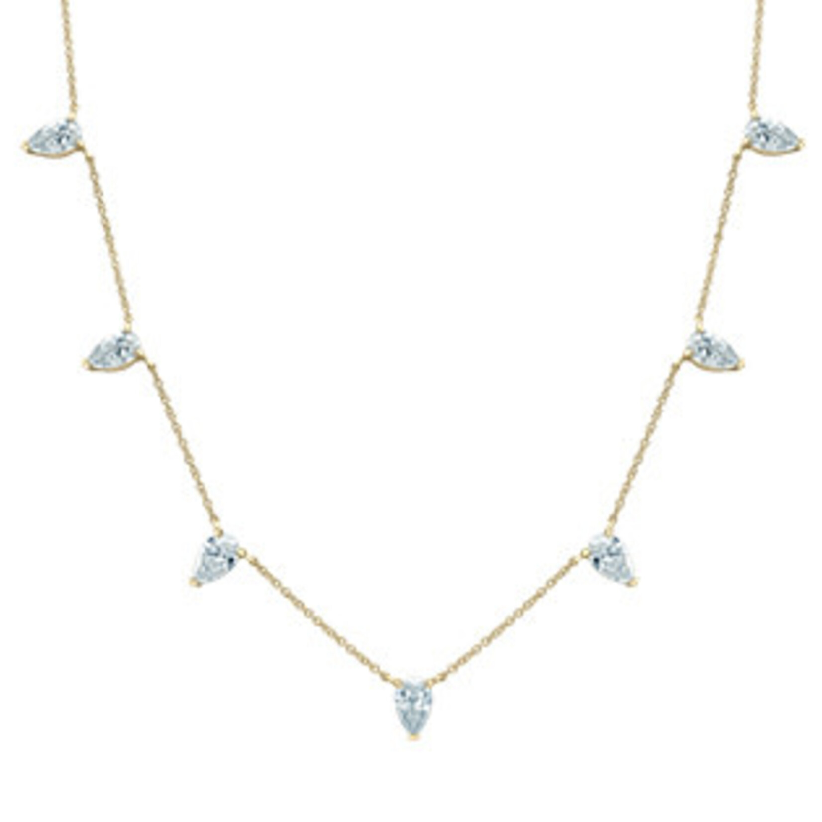 14K YG 7LGD Pear Shape Diamond Necklace