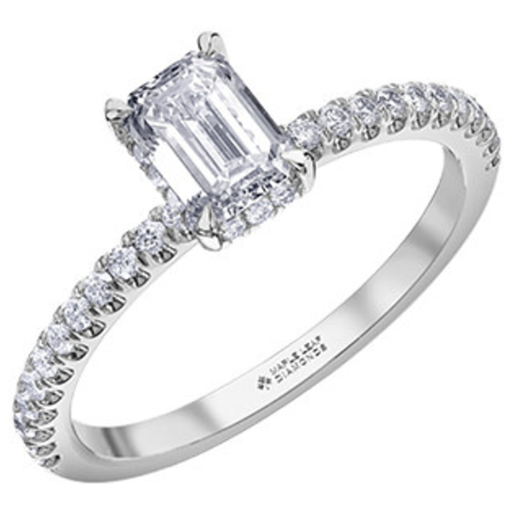 Maple Leaf Diamonds ****18KPD WG 1CD#CM-362815 Emerald Cut .77CT Diamond Ring