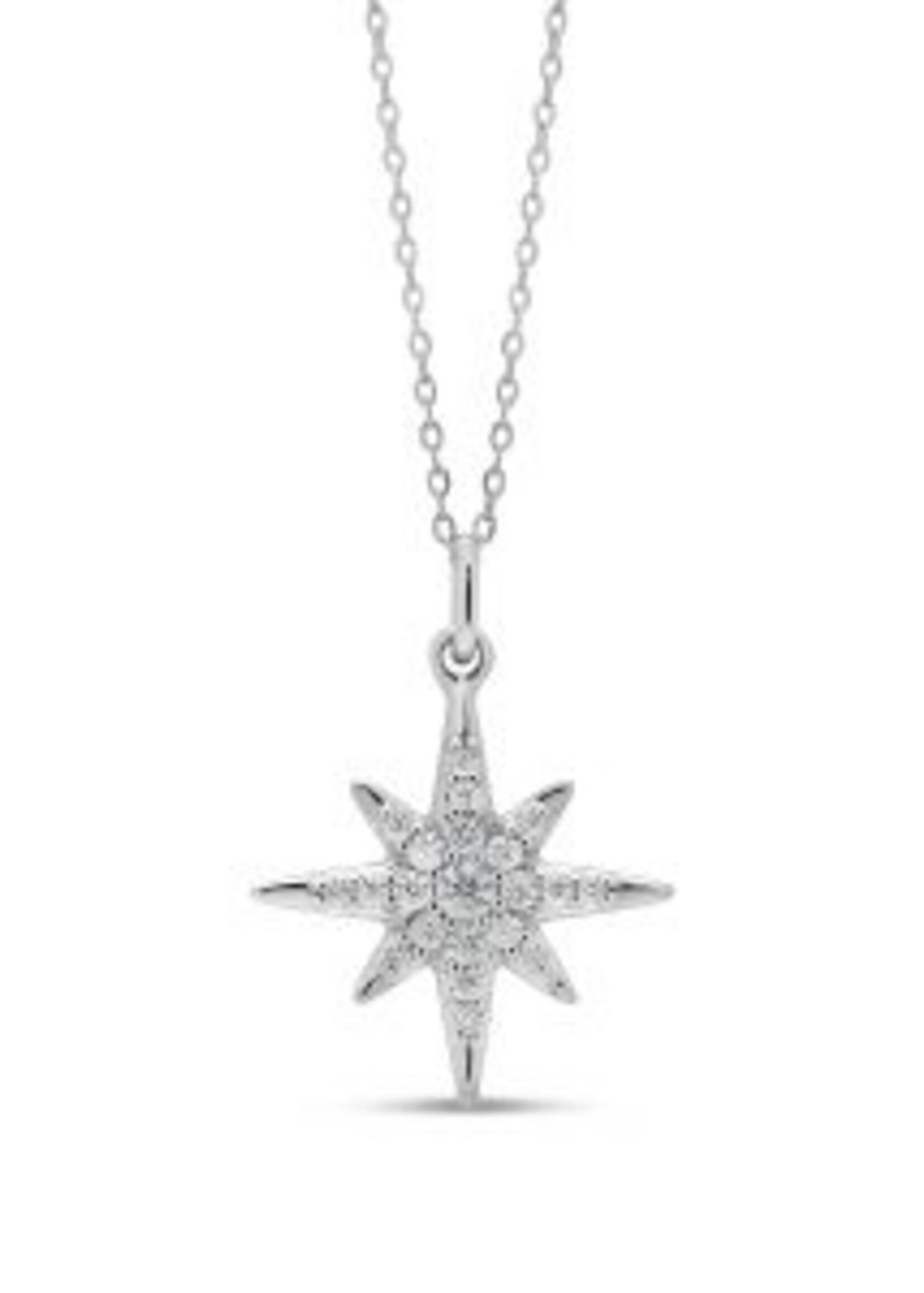 10K WG 0.10CT DIAMOND NORTH STAR PENDANT WITH CHAIN