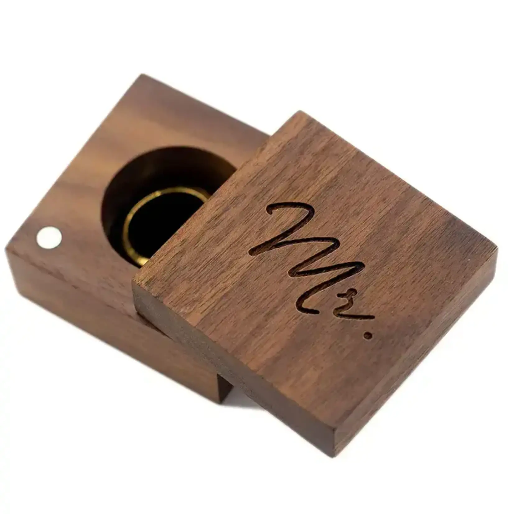 Square Wood Ring Box - Mr