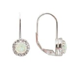 Sterling Silver Opal Halo Leverback Earrings