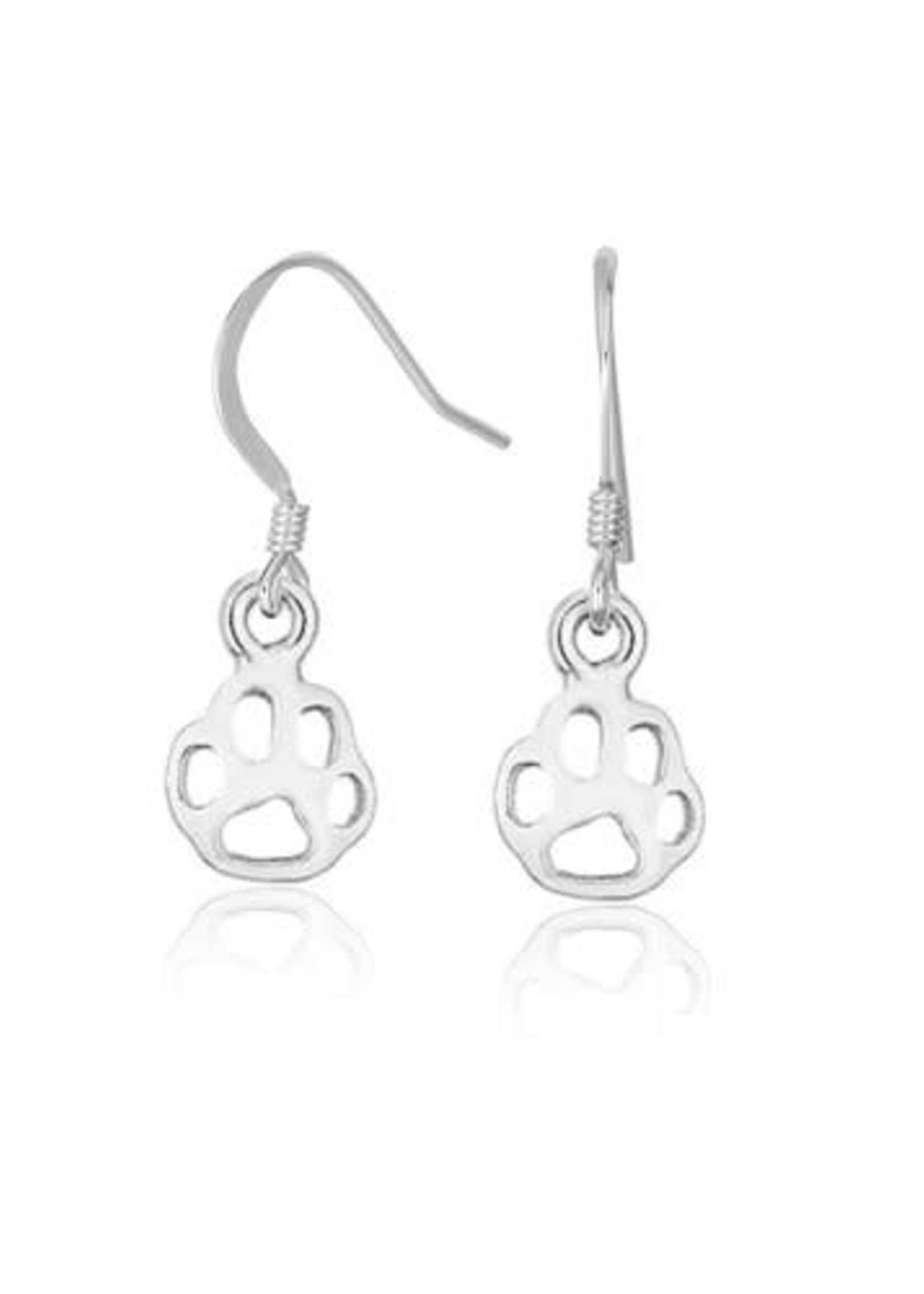 Sterling Silver Plain Dangle Paw Earrings