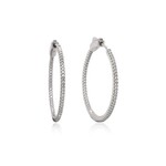 Sterling Silver RH Plated CZ 35mm Hoops