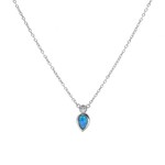 Sterling Silver Tear Drop Opal Necklace with CZ on Top