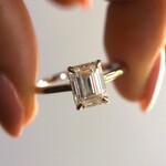Emi Conner Jewelry Wyn- Hidden Halo Emerald Cut 14KW 2.00ctw Moissanite w/ Natural Diamond Ring