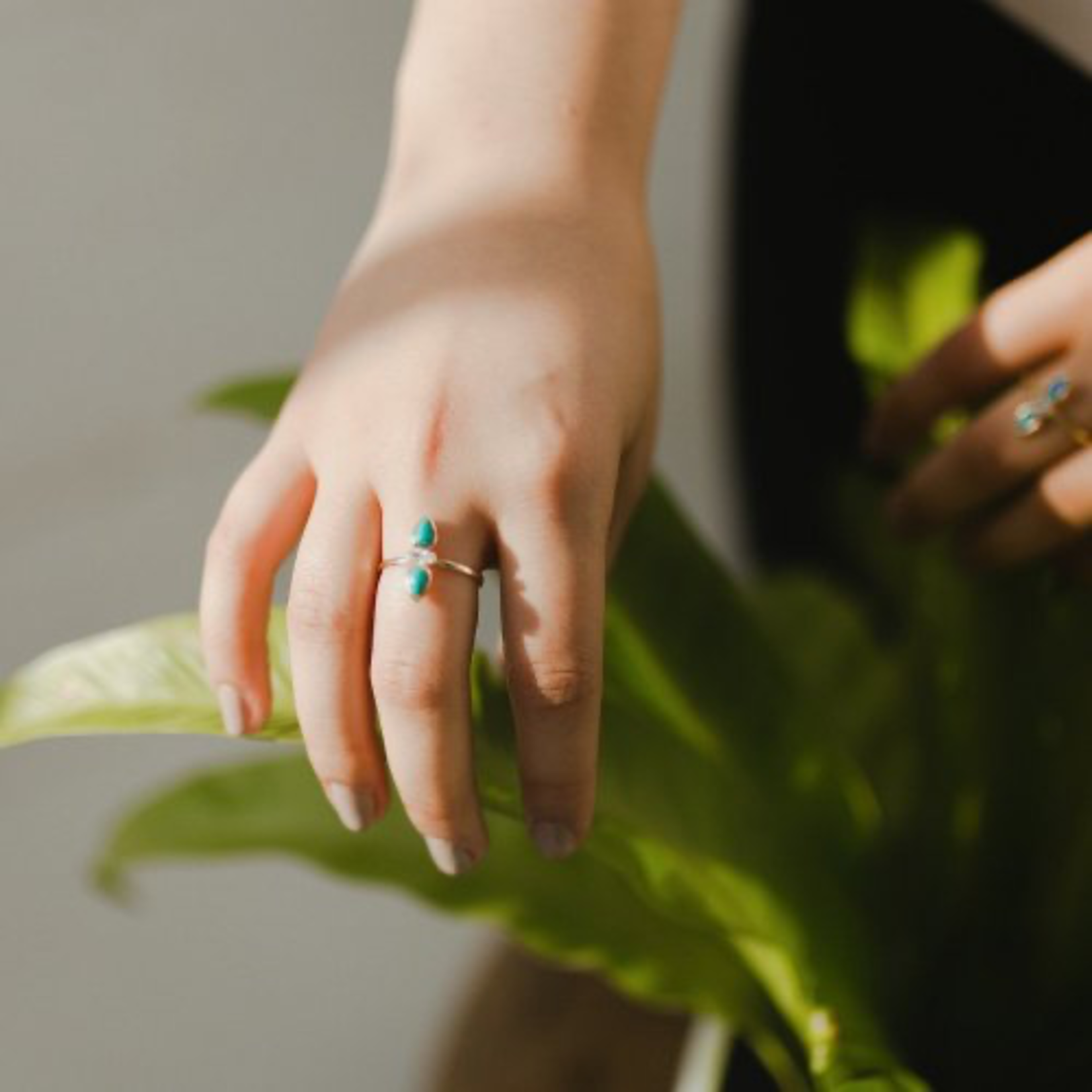 Double Tear Drop Turquoise Ring