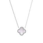 Sterling Silver Designer Inspired Vancleef Necklace, White