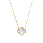 Sterling Silver Designer Inspired Vancleef Necklace, White- Gold