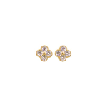 Sterling Silver CZ Flower Stud Earrings Gold