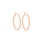 Silver Plain 2mm x 30mm Hoops Rose Gold