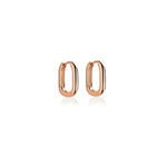 Sterling Silver Plain Oval Huggies Rose Gold