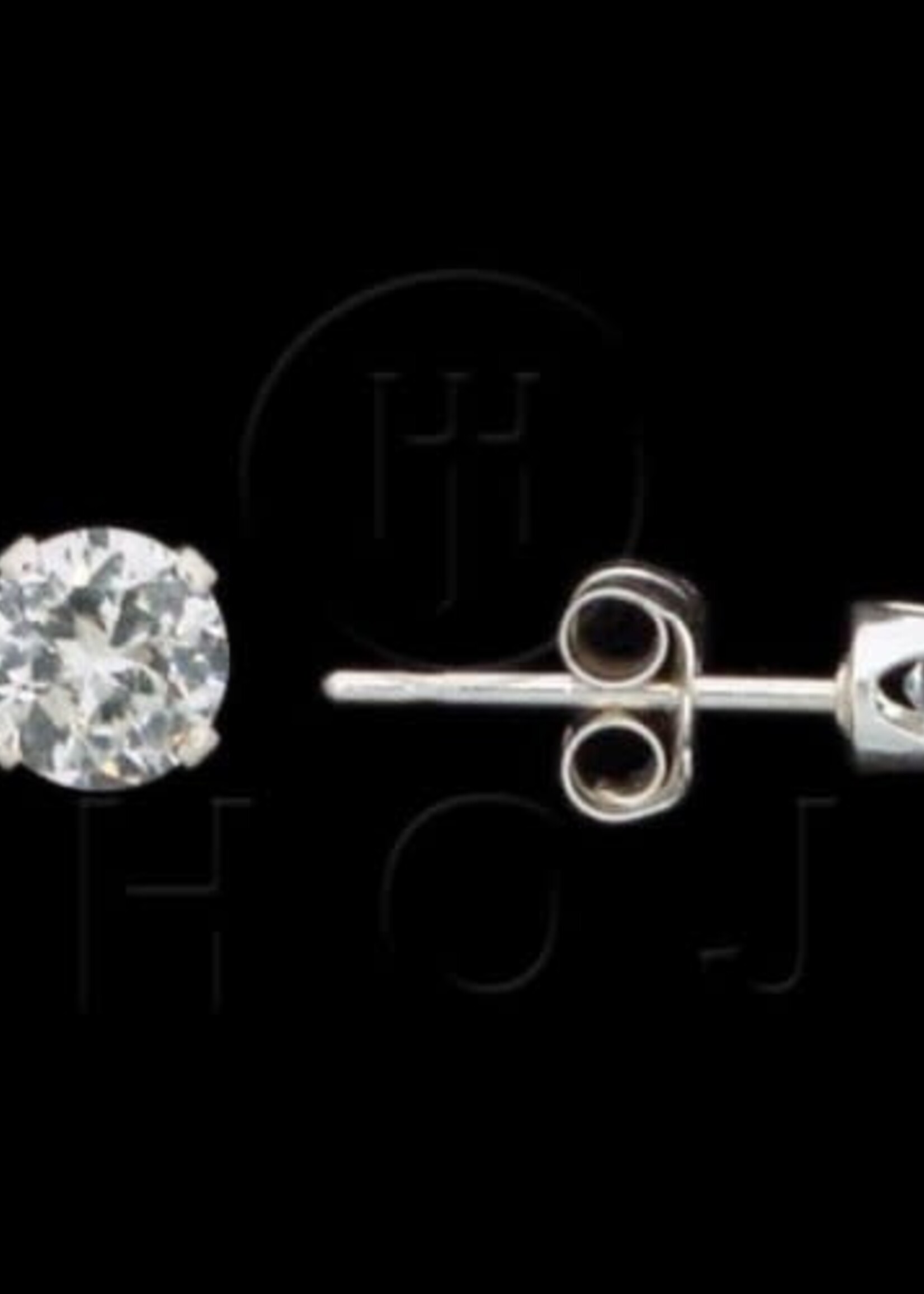 Silver CZ Stud Earrings Round 4mm