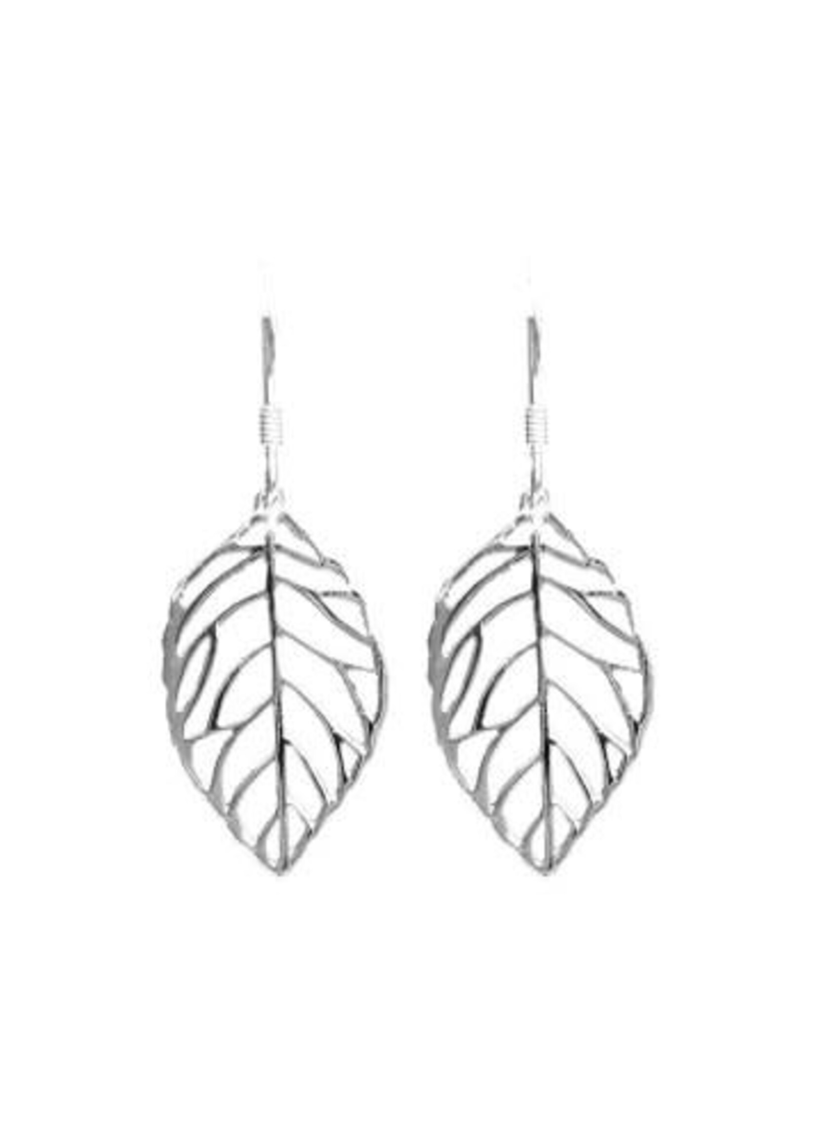 Silver Plain Dangle Leaf Earrings