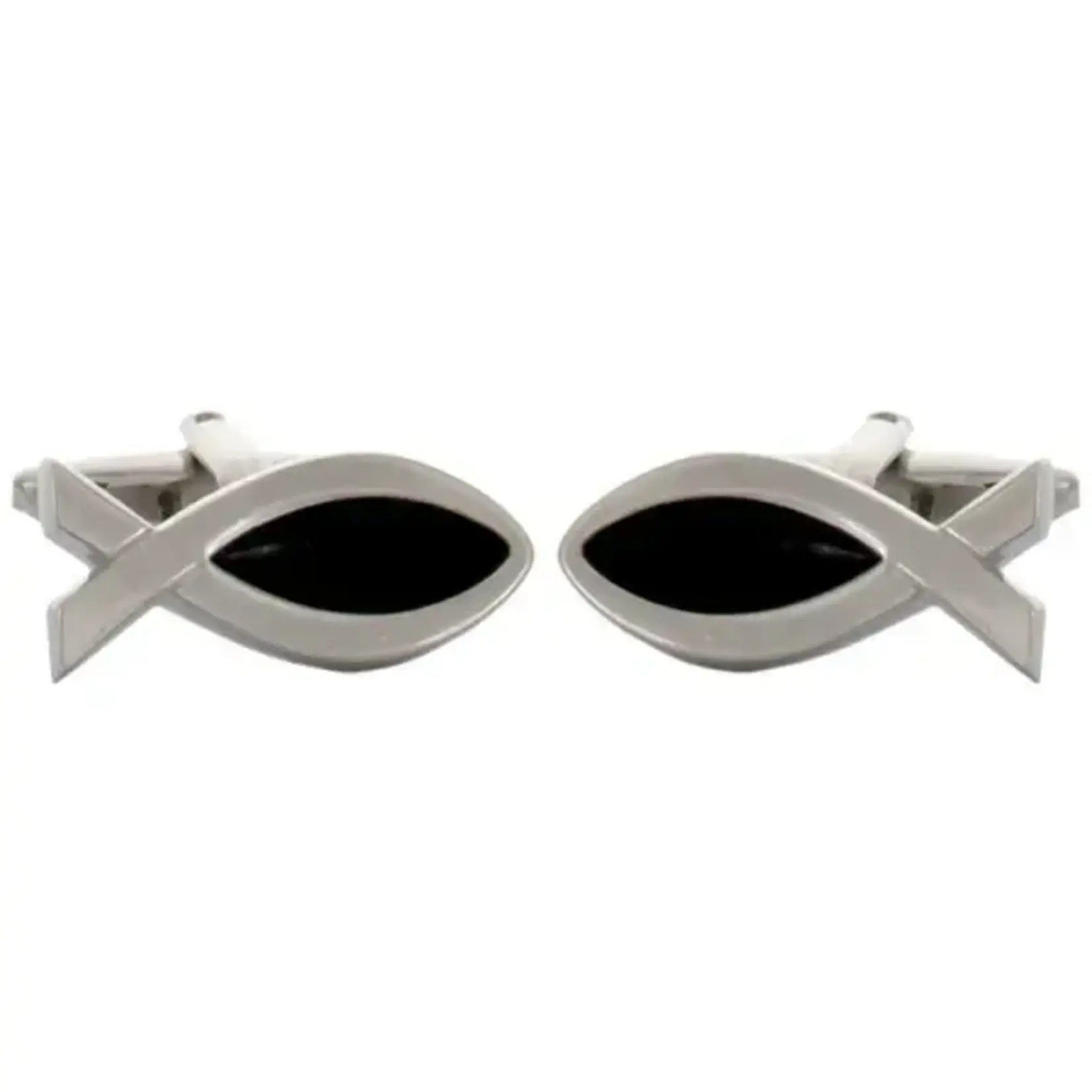 Dalaco Fish Symbol Rhodium Plated Cufflinks