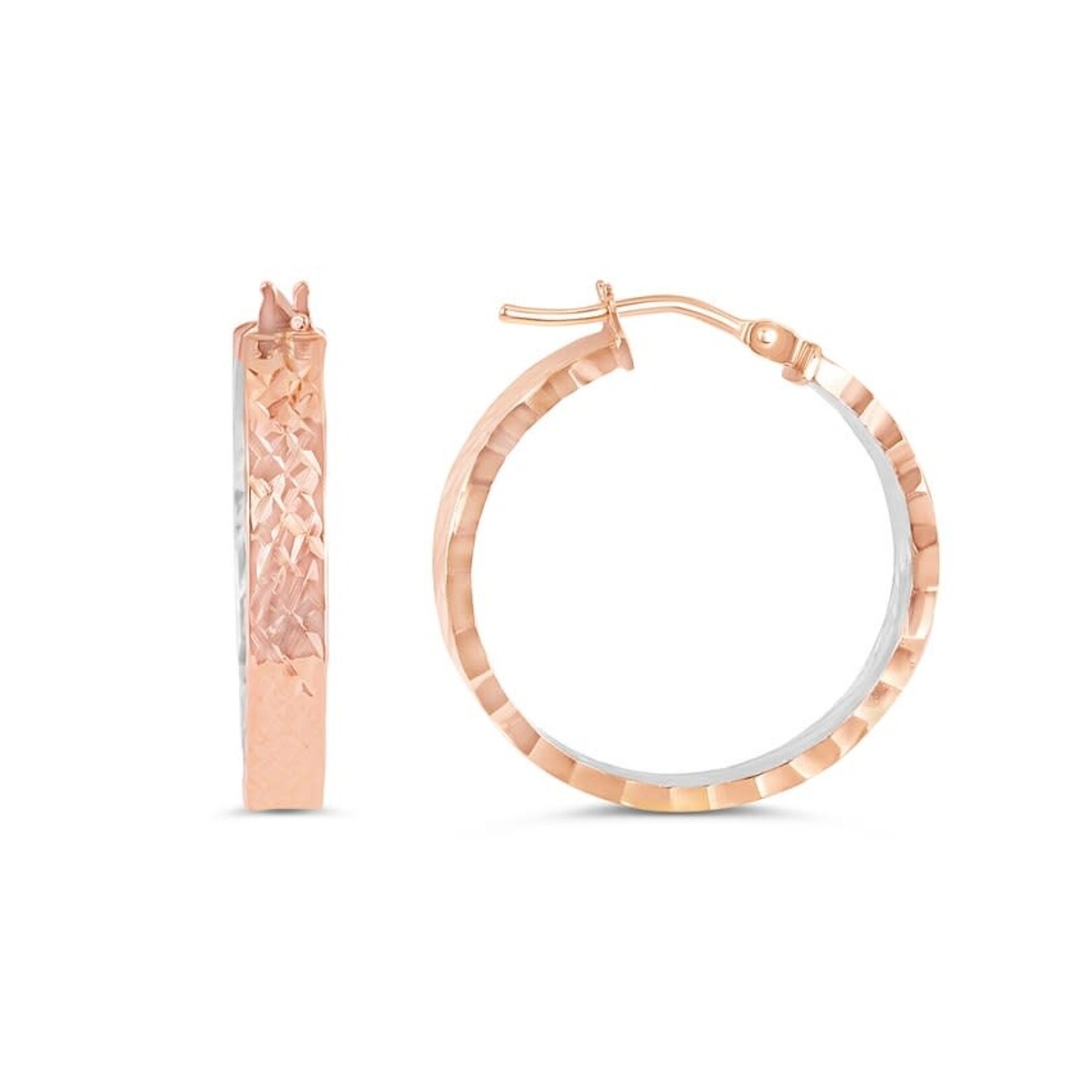 10K Rose Gold Diamond Cut Hoops 1031E Taylor s Jewellers
