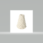Silver Tree Shiny White Ceramic & Gold Trim Pine Cone Shape Taper Holder 4"