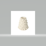 Silver Tree Shiny White Ceramic & Gold Trim Pine Cone Shape Taper Holder 2.4"