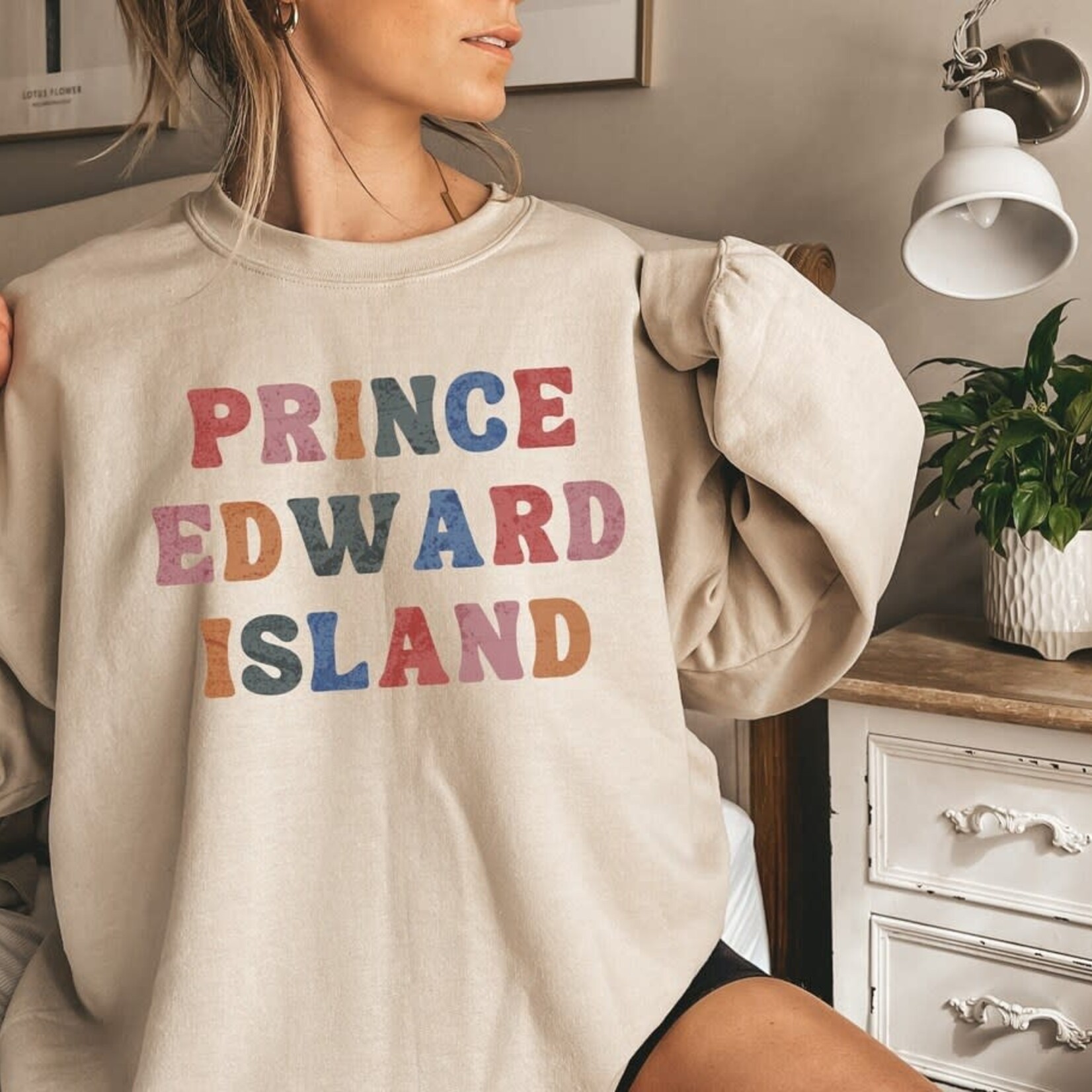 Vintage PEI Text Sweatshirt Sand XLarge