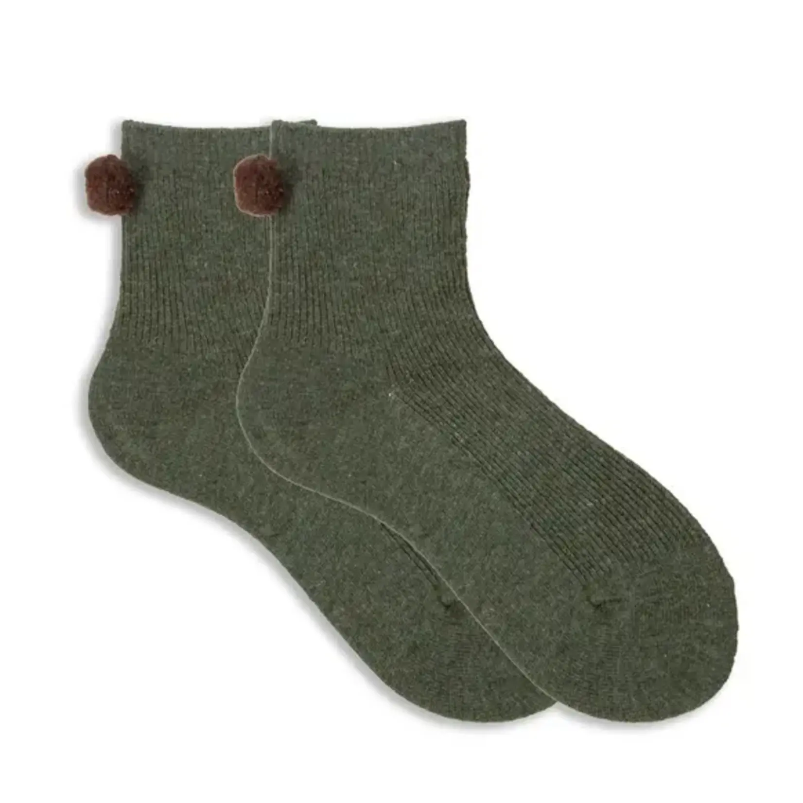 XS Unified Winter Pom Pom Socks - Olive