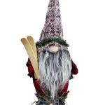 Starlight Collection Buffalo Plaid/Brown Rustic Gnome Ornament with Skis