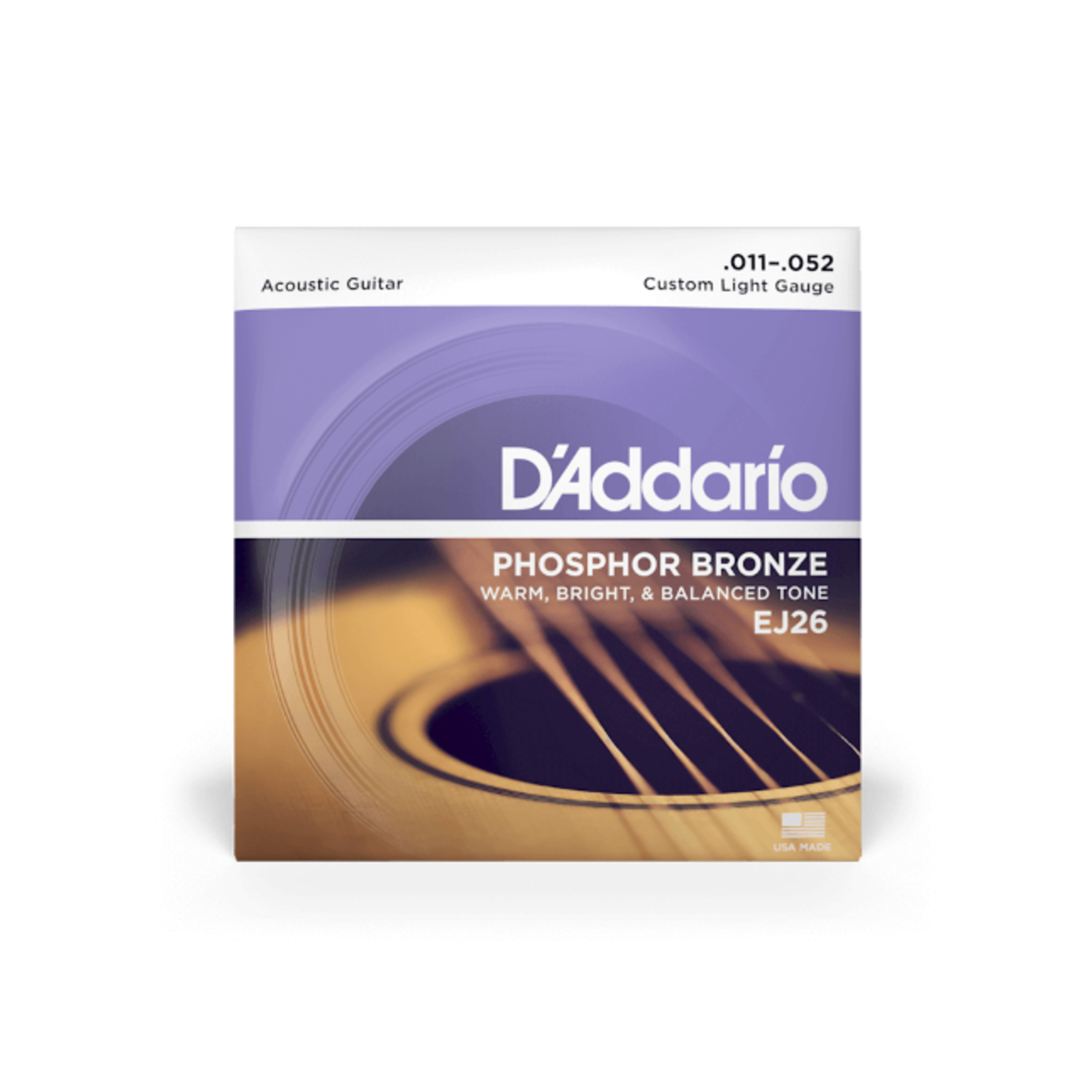 D'Addario D'Addario EJ26 Phosphor Bronze Acoustic Guitar Strings Custom Light 11-52