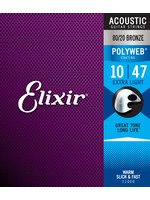 Elixir Elixir Strings (.010-.047) 80/20 Bronze Acoustic Guitar Strings w POLYWEB Coating Extra Light
