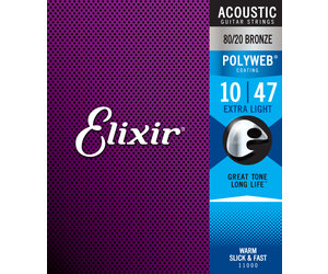 Elixir Strings (.010-.047) 80/20 Bronze Acoustic Guitar Strings w 