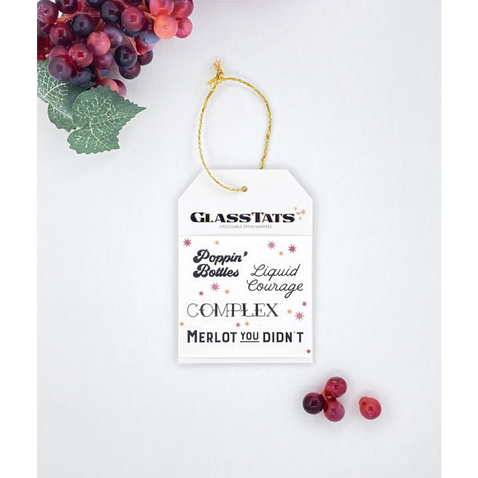 GlassTats Wine Time Drink Markers Gift Tag