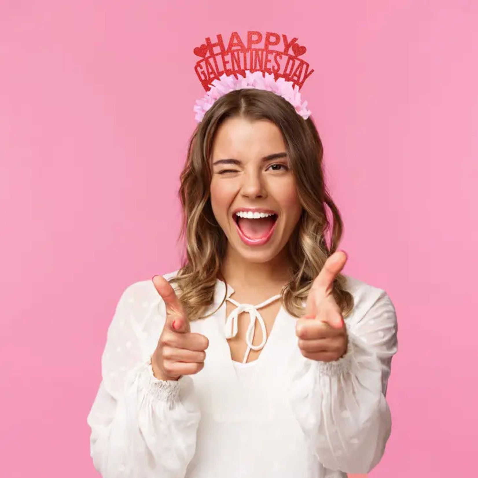 Festive Gal Galentines Valentines Party Crown Headband - Leslie Knope